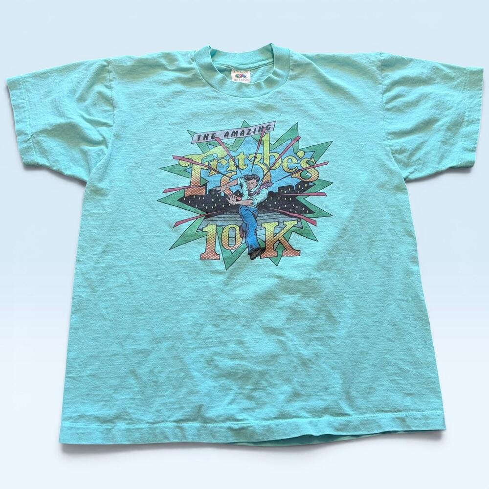 Vintage Fritzie's 10K Shirt Mens Large Green Fruit Of The Loom Tee T-Shirt